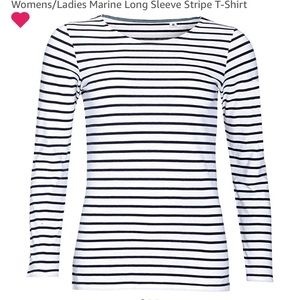 Navy and white striped long sleeve T-shirt